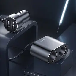 Автомобільний зарядний пристрій Baseus High Efficiency One to Two Cigarette Lighter Black (CRDYQ-01) [77945] - мініатюра 5