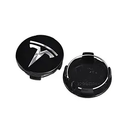 Ковпак колеса Tesla чорний срібний 56 мм алюміній 1 шт OEM 600587900A (ковпачок, заглушка диска)