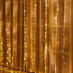 Гірлянда штора водоспад з гачком від USB 100 LED 3х1 м жовта