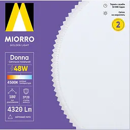 Світильник панельний Miorro LED Donna 48W 300х40 мм білий (51-312-004) - мініатюра 2