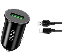 Автомобільний зарядний пристрій XO TZ12 18W QC3.0 Car Charger with Lighting cable Чорний