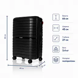 Валіза з розширенням Snowball 49203 середня 71л чорна (49203-M-Black) - мініатюра 2