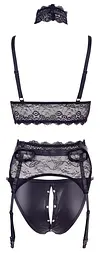 Еротичний комплект Cottelli Collection Bondage Bra Suspender XL чорний - мініатюра 11