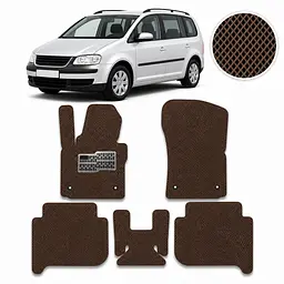 Килимки в салон EVA для Volkswagen Touran I / II 2003-2015 (Металевий підп'ятник) Коричневі 5 шт