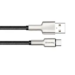 Кабель ColorWay USB - USB Type-C (M/M), metal head, 2.4 А, 1 м, Чорний (CW-CBUC046-BK)