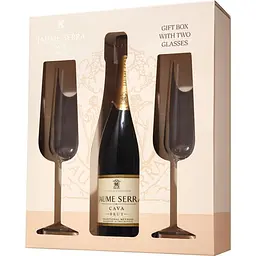 Вино ігристе Jaume Serra Cava Brut, біле, брют, DO, 11,5%, 0,75 л + 2 келихи (29908) - мініатюра 3