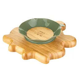 Дитяча бамбукова секційна тарілка Miniland Wooden Plate Frog, на присосці, коричневий із зеленим - мініатюра 3