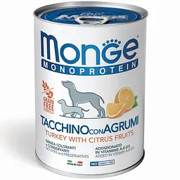 Вологий корм для собак Monge Dog Fruit Monoprotein індичка з цитрусами 400 г