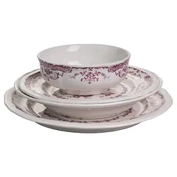 Столовий набір посуду тарілок 16 штук на 4 персони Bissi порцеляновий Рожевий Yiwu YY78-2A - мініатюра 3