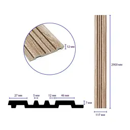 Рейка декоративна Sticker Wall PS 2900х117х12мм Дуб SW-00002136 - мініатюра 3
