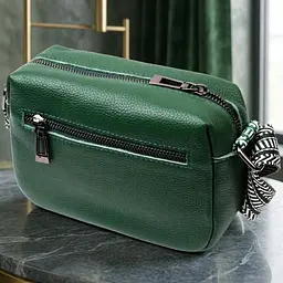 Сумка на одне відділення для стильних жінок із натуральної шкіри Vintage 22603 зелена - мініатюра 4