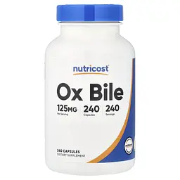 Бичача жовч Nutricost Ox Bile 125 мг 240 капсул