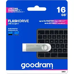 Флеш пам'ять 16GB UNO3 SILVER Metal 60R/20W USB 3. 2 Gen 1 UNO3-0160S0R11 - мініатюра 2