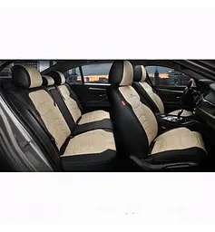 Авточохли накидки для сидінь 5D Алькантара Екокожа Elegant VERONA комплект Бежеві (700 144)