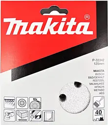 Набір шліфувального паперу Ø125 мм К40 (10 шт) Makita P-33342