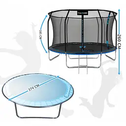 Батут із внутрішньою сіткою THUNDER Inside Elite 12FT 374 см Black/Blue - мініатюра 2