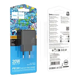 Мережевий зарядний пристрій Hoco CS16A Dual port Type-C/Lightning PD/QC 20W PPS Black (35776_3605181) - мініатюра 2