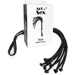 Ажурний батіг Кішка з екошкіри Art of Sex - Kani, колір чорний - мініатюра 3
