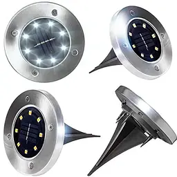 Світильник на сонячній батареї DISK Lights підсвічування для саду 8 Led сталевий - мініатюра 2