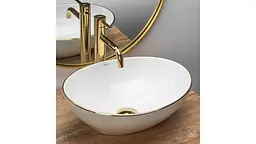 Умивальник Rea Sofia 41x34,5 gold edge (REA-U3287), Матова - мініатюра 2