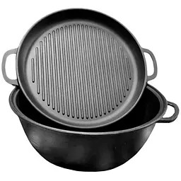 Котел чавунний My-dishes діаметр 40 см на 18л татарський (14.4кг) з кришкою сковородою гриль