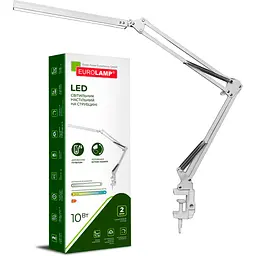 Світильник настільний Eurolamp LED на струбцині 10W 2800-6500K білий (LED-TLS-10W(white)