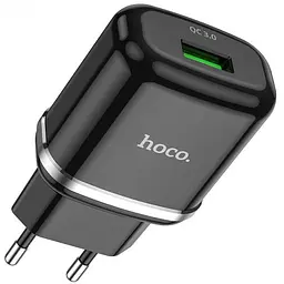 Мережевий зарядний пристрій Hoco N3 Special single port 1 USB, QC3.0 + USB Cable Type-C 3A Black - мініатюра 4