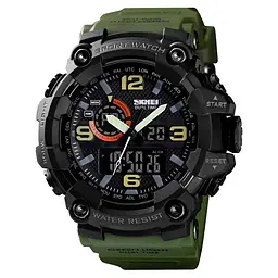 Чоловічий наручний годинник 1520AG Black-Military Wristband. Skmei acs0030705