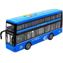 Двоповерховий автобус для дітей 1:16, інерційний транспорт зі звуком, світлом і дверима, що відкриваються