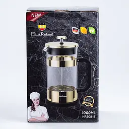Заварник френч-прес Haus Roland HR-508-8 Gold 1л - мініатюра 6
