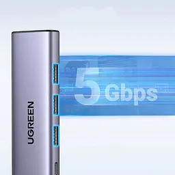 Док-станція USB3.1 Type-C --> HDMI 60Hz/3xUSB-А 3.0/Type-C/PD 100W 5-in-1 CM511 Ugreen - мініатюра 3