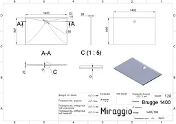 Піддон для душової кабіни Miraggio Brugge 1400 з литого мармуру 1402x897x26 00414401 Білий - мініатюра 4