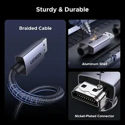 Кабель мультимедійний HDMI M to HDMI M 2.0m V2.2 16K60Hz 96Gbps braided black Ugreen (65900) - мініатюра 7