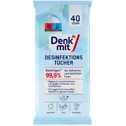Дезінфікуючі вологі серветки DenkMit 40 шт для гігієнічного очищення поверхонь