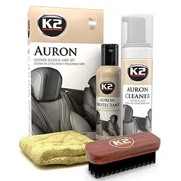 Набір для догляду за шкіряною оббивкою K2 Auron Set з щіткою та мікрофіброю(G420)