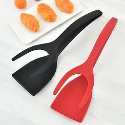 Лопатка-щипці 2в1 для перевертання та захоплення продуктів 31 см, Kitchen Master Червоний 87414 - мініатюра 10