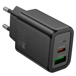 МЗП Hoco N63 Gentle PD30W+QC3.0 (1USB-A/1C) + кабель Type-C to Lightning Black - мініатюра 4