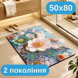 Килимок у ванну 50×80 см — вологопоглинаюче покриття з матеріалу другого покоління, абсорбуючий антиковзкий KT9000346 - мініатюра 2