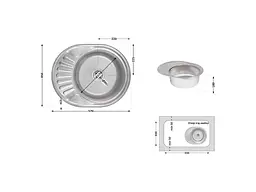 Мийка врізна Brinex 570х450х180мм 1 5745, Satin 0,8мм BRIN5745SAT08 - мініатюра 2