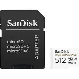 Карта пам'яті SanDisk microSDXC High Endurance 512GB UHS-I U3 V30 + SD Adapter (SDSQQNR-512G-GN6IA) [136567]