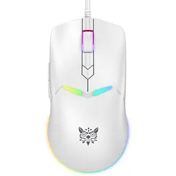 Комп'ютерна мишка Onikuma ігрова дротова з RGB підсвіткою та 6400 DPI для ПК та ноутбука Білий