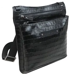 Чоловіча шкіряна сумка Mykhail Ikhtyar 24х26х3 см Чорний (45041 croco black) - мініатюра 2