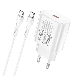 Адаптер мережевий HOCO Type-C to Type-C Cable Jetta charger set N22 25W білий - мініатюра 2