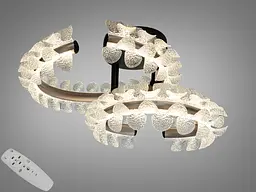 Сучасна стельова LED люстра для спальні Diasha 2511/500+400CG золото 80W з пультом 14 м2