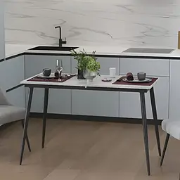 Стіл кухонний розкладний Данді на конусних ногах Ferrum-decor 75x120(160)x70 Чорний метал ДСП Бетон 16 мм (FRD-106777)