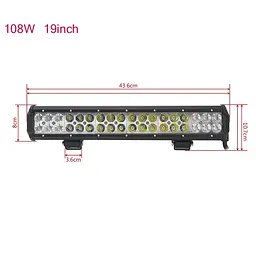 Світлодіодна Балка фара LED / 438x107x73 mm / 108W / 3W x 36 / 10-30V / Ближнє та Далеке світло (D-108W) - мініатюра 2