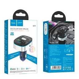 Адаптер автомобільний HOCO Crystal transparent car BT FM transmitter E71 сіро прозорий - мініатюра 2