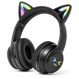 Дитячі бездротові навушники CATEAR BT618 з вушками та RGB-підсвіткою Bluetooth чорні