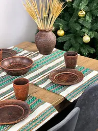 Лляна серветка з українським орнаментом Рандеву 30х40 см 21 шт. Коричневий - мініатюра 8