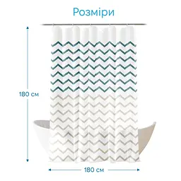 Штора для ванної кімнати Woko Sirena з кільцями. Розмір 180х180, матеріал Peva. - мініатюра 2